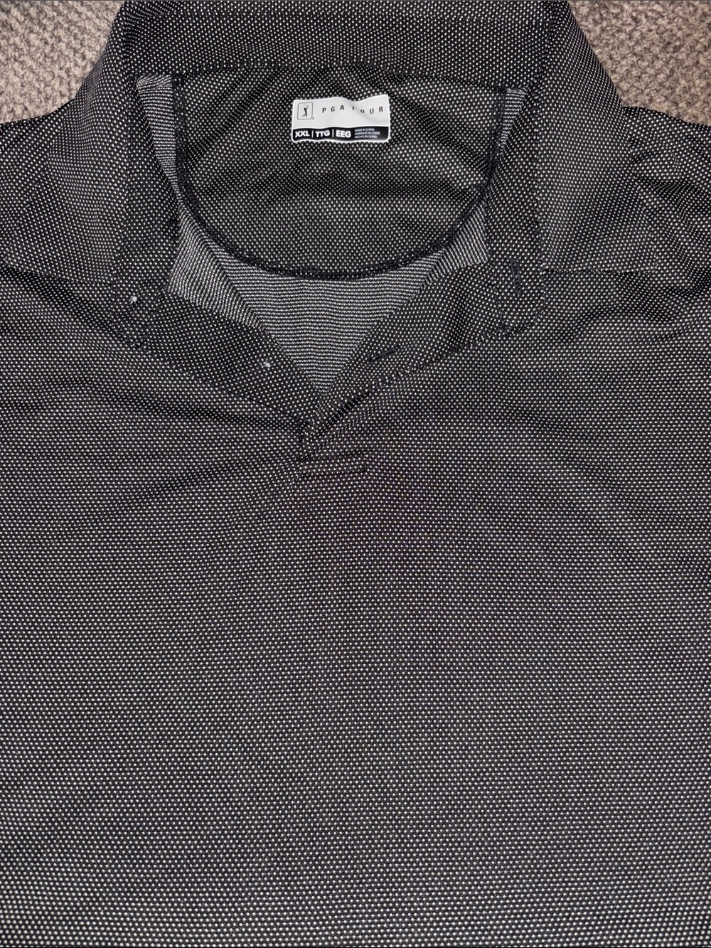 PGA TOUR Black Polo with White Microdot Pattern